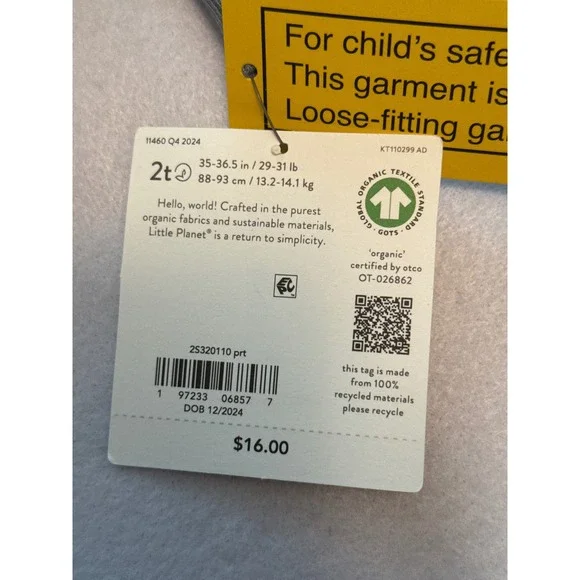 NWT Unisex Toddler 2 Piece Organic Cotton Bunny Pajama Set Grey Size 2T … - Picture 4 of 7